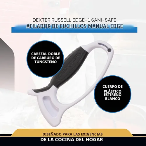 Vista 2 de Dexter-Russell EZ - Afilador de cuchillos de mano Mango blanco compacto Afilado de precisión de carburo de tungsteno Fácil uso de 3 a 4