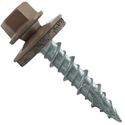 Vista 193 de Tornillos para techos de metal gris ABC 10 x 1 - Cabezal hexagonal - Arandela EPDM - Arandela de arranque automático/roscado - 1 bolsa - 250