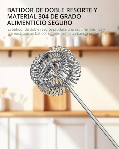 Vista 3 de CIRCLE JOY Espumador de leche recargable de mano con soporte, batidor de doble bobina para café, capuchino, lattes, frappé, matcha y chocolate