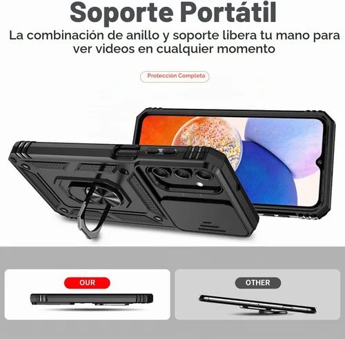 Vista 6 de Funda para Samsung Galaxy A15 5G con cubierta para lente de cámara, protector de pantalla HD, doble capa de grado militar, probada contra caídas
