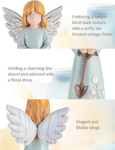 Vista 5 de Regalos de jardinería para mujeres: regalos para mujer jardinera - Figura de ángel de jardín regalos para amantes de las plantas - Regalos