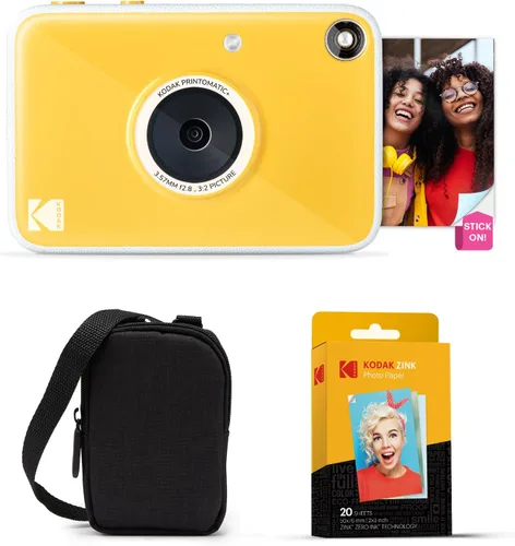 Vista 21 de KODAK Printomatic+ - Paquete de inicio de cámara digital de impresión instantánea + Estuche de transporte + Papel fotográfico adhesivo Zink de 20