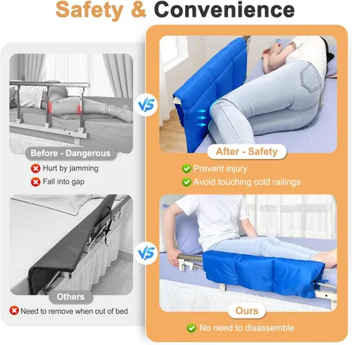Vista 4 de Almohadillas de cojín para rieles de cama de hospital, cubierta acolchada para adultos, almohadillas de espuma médica, protector de riel
