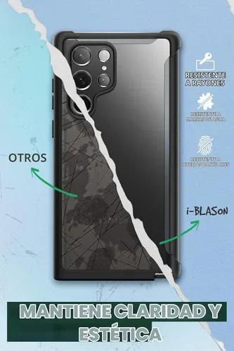 Vista 5 de i-Blason Funda transparente para Samsung Galaxy S22 Ultra (6.8 pulgadas) 5G, funda protectora robusta [Ares] sin protector de pantalla integrado