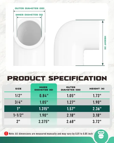 Vista 4 de Accesorios de codo de PVC de 90 grados de 1 pulgada, se adapta a tubos OD SCH40 de 1.315 pulgadas, paquete de 20 Conectores de grado de muebles