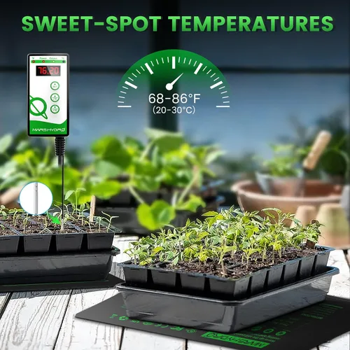 Vista 8 de MARS HYDRO Alfombrilla térmica de plántulas de 10 x 20.75 pulgadas con termostato combinado, almohadilla térmica para germinación, jardinería