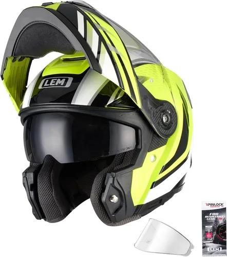 Vista 15 de LEM Cascos modulares de motocicleta de fibra de vidrio, casco de motocicleta de cara completa abatible para excursiones, certificado por DOT, visera
