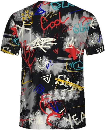 Vista 3 de Camiseta retro de los años 80 y 90 para hombre, camisas grandes y altas de hip hop, camisas de manga corta para hombre