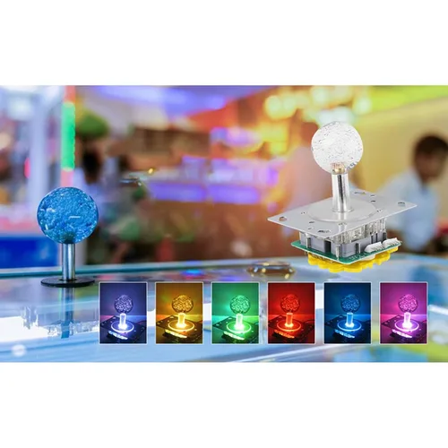 Vista 8 de Zerodis Arcade Joystick Kit Arcade Games DIY Kit Parts LED Colorful Illuminated Joystick with 2P Line Switchable Arcade Joystick from 4 to 8 Way