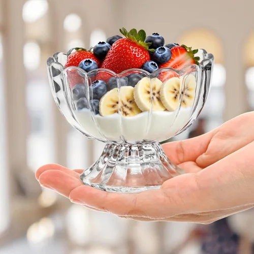 Vista 6 de Lawei Paquete de 6 cuencos de vidrio para postre, tazas pequeñas de 5 onzas para helado, mini cuencos de postre con patas para postre, helado