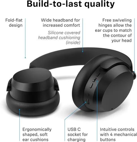 Vista 12 de Sennheiser ACCENTUM - Audífonos inalámbricos Bluetooth – Batería de 50 horas, audio, cancelación de ruido híbrida (ANC), comodidad durante todo