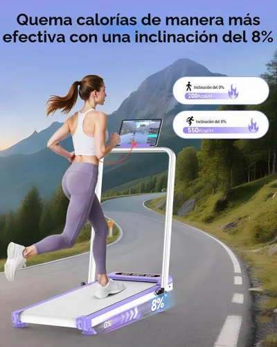 Vista 2 de Almohadilla para caminar con 10% de inclinación y barra de mango, almohadilla de bajo ruido para el hogar pequeño, Rayspace 3.5HP caminadora