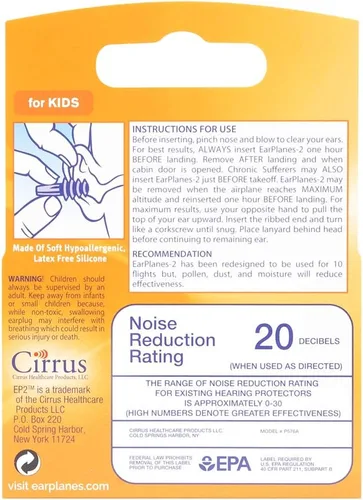 Vista 2 de eP2 para Niños de Cirrus Healthcare 1 Par de EarPlanes Reutilizables (1 Par Reutilizable)