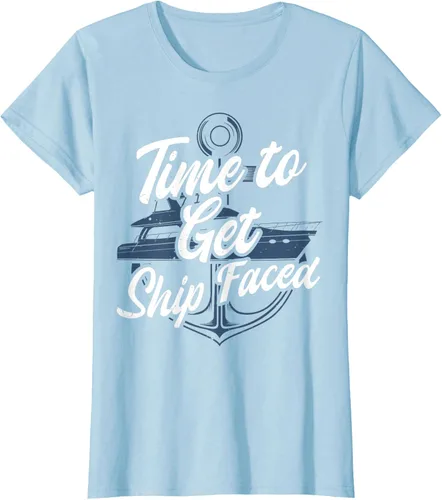 Vista 16 de Time to Get Ship Faced Holiday Hilarante Nautical Sailing Camiseta, Negro, S