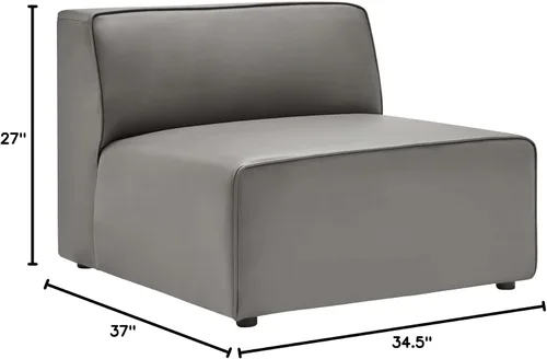 Vista 2 de Modway Mingle Sofá seccional de cuero vegano Silla sin brazos en gris