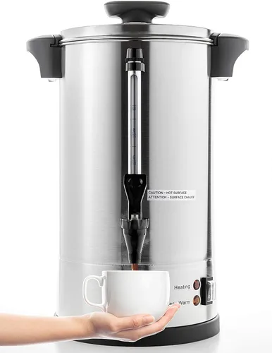Vista 5 de SYBO SR-CP - Cafetera de percolado de acero inoxidable de grado comercial para catering, 30 tazas, 4.5 L, metálico
