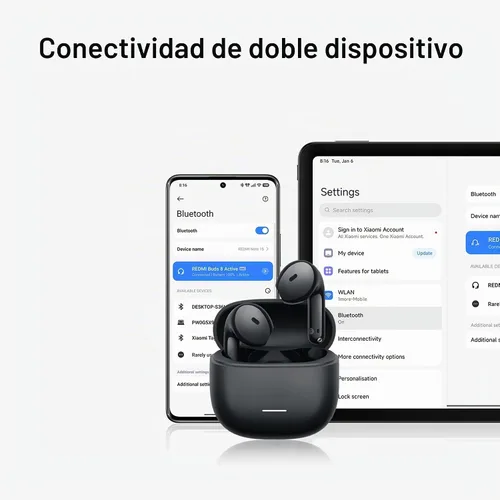 Vista 8 de Redmi Buds 8 Active - Auriculares inalámbricos con diseño semi-intraural, controladores de diafragma de titanio de 0.559 in, Bluetooth 5.4, batería