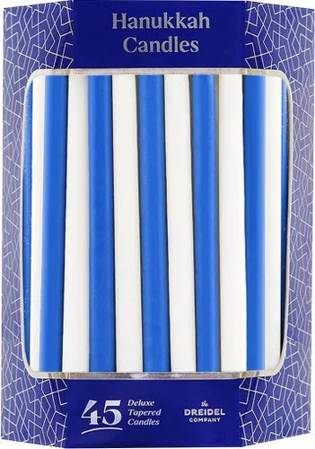 Vista 8 de 2 paquetes de velas de menorá de Janucá de lujo azules y blancas con forma de cono para las 8 noches de Janucá, tiempo de combustión de 45 minutos