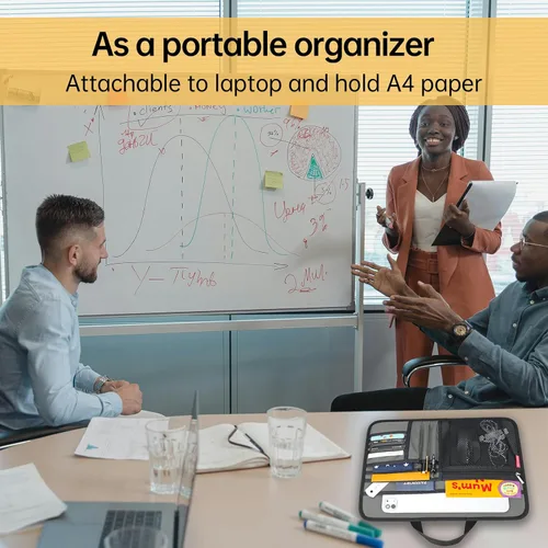 Vista 8 de Organizador grande para maletín para trabajo, oficina, documentos, portátil, organizador de almacenamiento (L, gris)