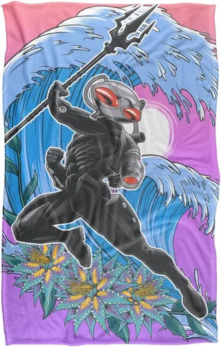 Vista 2 de Aquaman and The Lost Kingdom - Manta de 36 x 58 pulgadas, manta negra con ondas, tacto sedoso, súper suave
