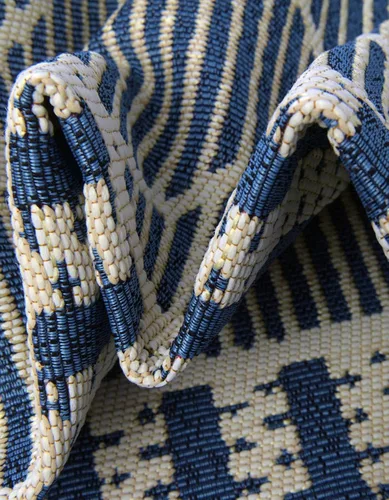 Vista 7 de Unique Loom Outdoor Trellis Collection - Alfombra de área - Dalyan (2 x 3 pies 1 pulgada, rectangular, azul/marfil)