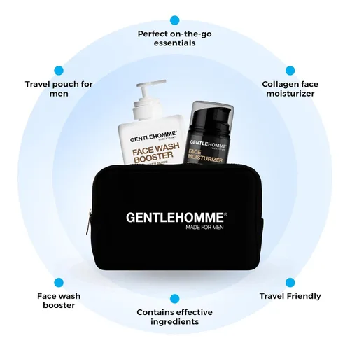 Vista 4 de Gentlehomme Kit facial – bolsa, crema facial y limpiador para hombres, esenciales para la cara para viajes, juego de cuidado de la piel de viaje