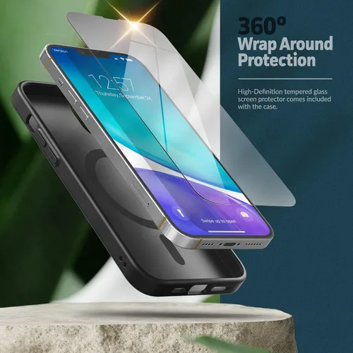 Vista 2 de ENCASED MAG SlimShield - Funda magnética con tarjetero para iPhone 14 PRO con protector de pantalla (3 en 1) compatible con MagSafe, cartera