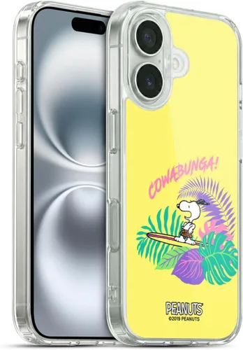 Vista 164 de Head Case Designs Funda de gel suave con licencia oficial de Peanuts Tropical Surf Snoopy Aloha Disco compatible con Apple iPhone 13 Mini Surf