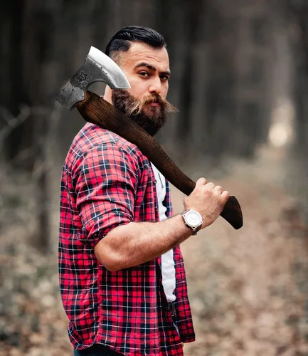 Vista 5 de Hacha de camping – Hacha de corte de 21 pulgadas para división de madera y leña, acero 1055 de alto carbono y mango de madera de haya, con funda