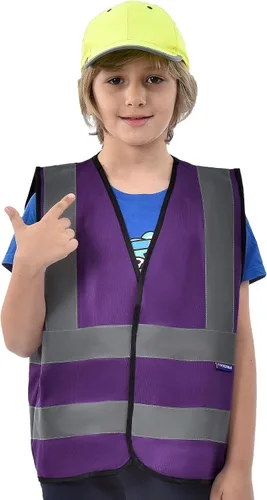 Vista 20 de AYKRM Chaleco de alta visibilidad para niños chaleco de seguridad reflectante de alta visibilidad