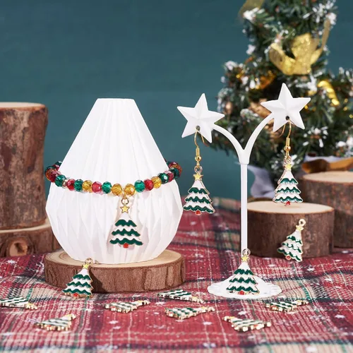 Vista 3 de Cheriswelry Colgantes colgantes de esmalte de aleación de Navidad, dijes de metal, encantadores adornos colgantes para manualidades, pulseras
