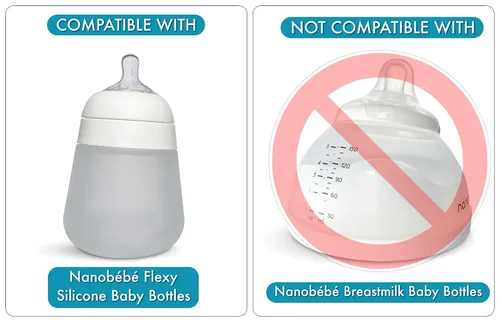 Vista 4 de Kit de conversión de vasos para biberones Nanobébé Flexy de silicona, 2 unidades, pezones de silicona suave de grado alimenticio y popote