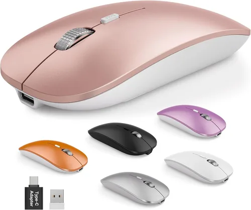 Vista 12 de SABLUTE M31 - Mouse Bluetooth para MacBook Pro/Air, iPad, mouse inalámbrico recargable de tres modos para 3 dispositivos (BT 5.2 + 2.4G), elegante