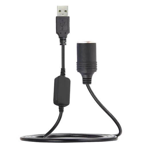 Vista 7 de Adaptador de enchufe USB, macho A a enchufe de encendedor de cigarrillos de coche hembra 12V, cable convertidor de potencia, adaptador de encendedor