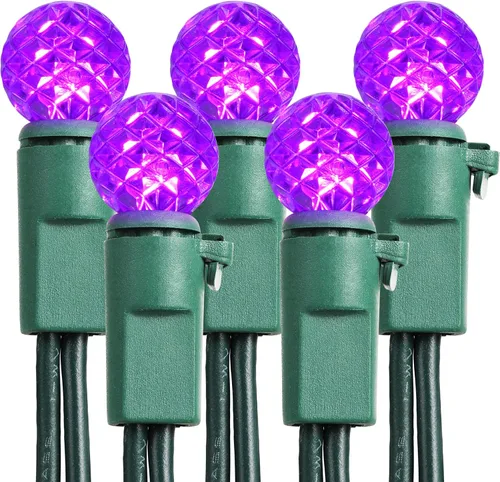 Vista 10 de Brizled - Luces de Halloween moradas y naranjas, 7.5 mt, 70 luces LED G12, de 120 V, enchufables, luces moradas y naranjas, juego de luces