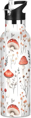 Vista 12 de Red Mushrooms Termitomyces Albuminosus Purple Double Wall Vacuum Insulated Bottles Water Bottles With Straws Leak-proof BPA-Free Leak Proof for Gym