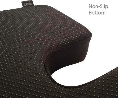 Vista 7 de Cojín para el coxis Kieba, espuma viscoelástica ortopédica, gran almohada para dolor de coxis, la espalda y la ciática, Negro, 1