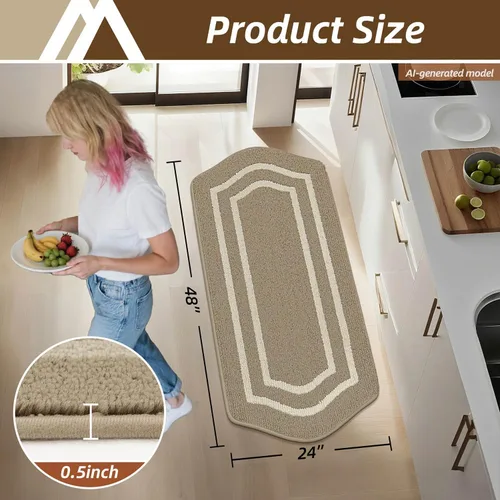 Vista 7 de COSY HOMEER Alfombras y tapetes de cocina antideslizantes de 24 x 48 pulgadas, tapete de cocina lavable para suelo, resistente a las manchas, tapete