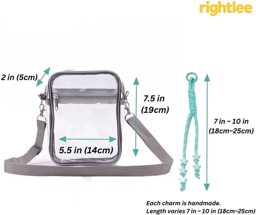 Vista 6 de rightlee Bolso cruzado transparente – Bolso transparente aprobado por estadios y bolsa de mensajero para conciertos, deportes, viajes