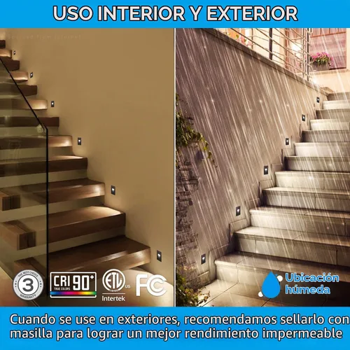 Vista 4 de LEONLITE - Luces LED para escalones de 3CCT 120V, 3.5W 110LM regulables del 5% al 100%, impermeables para interiores y exteriores, verticales, luz