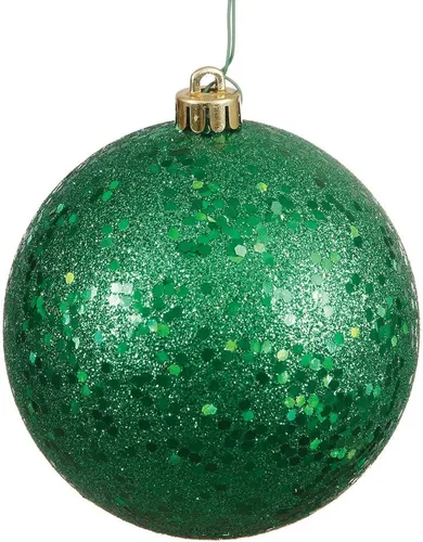 Vista 13 de Vickerman Adorno de bola de Navidad inastillable con acabado de lentejuelas con tapa perforada, 6 por bolsa, 4 pulgadas, color negro