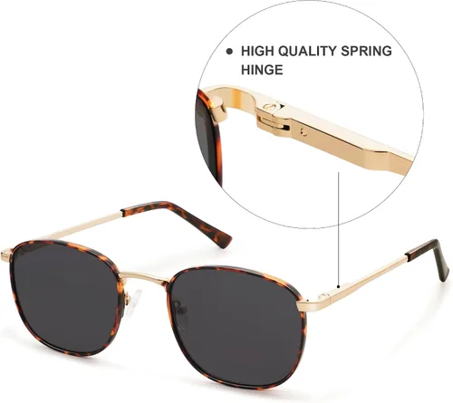 Vista 3 de Gafas de sol cuadradas retro para mujeres y hombres con bisagra de resorte AP3646