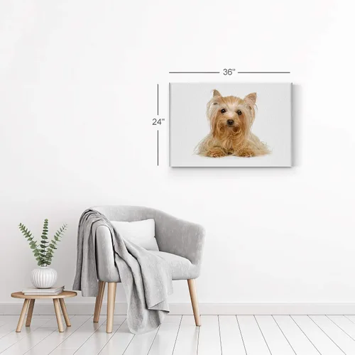 Vista 6 de Diseño de arte de la sonrisa Retrato de lindo Yorkie Yorkshire Terrier perro animal lienzo de pared impresión arte del dueño de mascotas amante