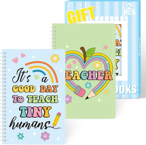 Vista 11 de B1ykin Cuadernos en espiral A5, 2 unidades, 50 hojas, 100 páginas, encuadernados con alambre, regalo de agradecimiento al profesor, cuaderno
