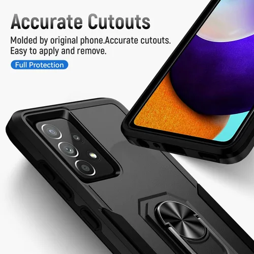 Vista 7 de Funda para Samsung Galaxy A52 5G Galaxy A52 4G con anillo de soporte, resistente protección de grado militar a prueba de golpes para Galaxy A52 5G