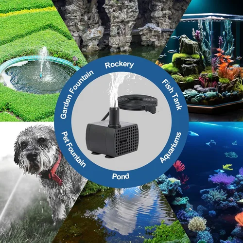 Vista 7 de Mini bomba sumergible de 90 GPH, bomba de fuente pequeña (5 W 350 L/H), bomba de agua de acuario ultra silenciosa para pecera, fuente de mesa