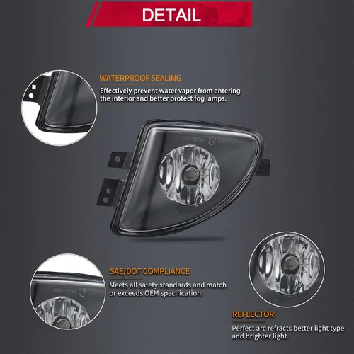Vista 3 de Luces antiniebla compatibles con BMW 528i 535i 550i xDrive Sedan, ActiveHybrid 2011 2012 2013 5 Sedan F10 F11 5 Series 2 piezas lente transparente