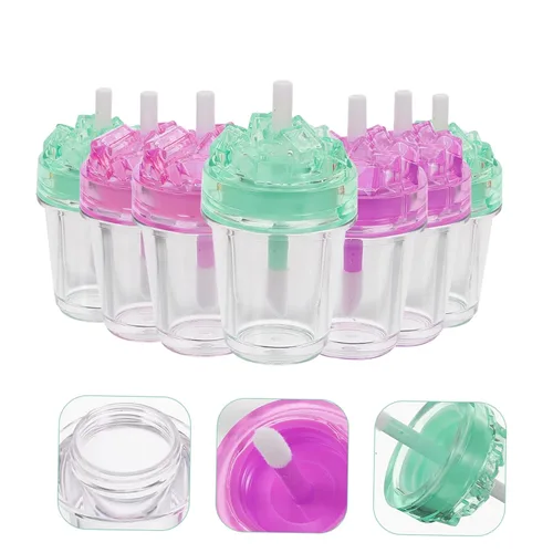 Vista 9 de Mikinona Kit de brillo de labios de bricolaje, tubos vacíos de brillo de labios para hacer bálsamo de bricolaje, recipientes transparentes, varitas