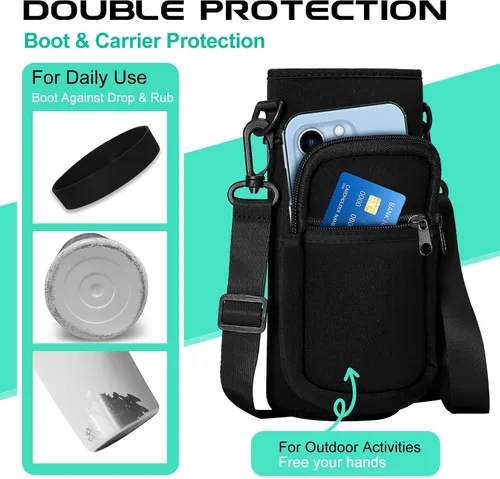 Vista 5 de Botella de agua aislada al vacío de 40 onzas - con tapa de popote y tapa de boquilla, bolsa de transporte, mango de paracord, funda de botella