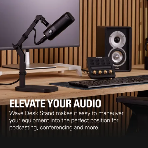 Vista 2 de Elgato Wave Desk Stand - Brazo de montaje ajustable para micrófonos, Works, HyperX, Rode, Fifine, Shure y más micrófonos, Compatible con rosca